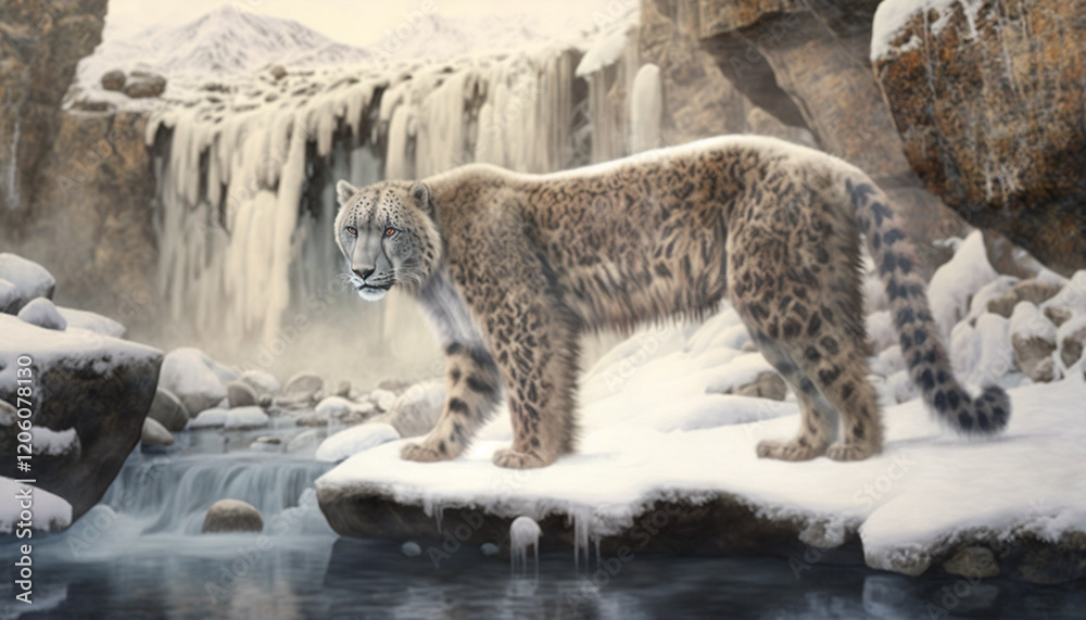 Snow Leopard series, Fantasy AI set in snow and ice Snow Leopard series, Fantasy AI set in snow and ice