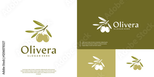 olive branches and leaves logo, beauty products, natural, graphic design illustration.