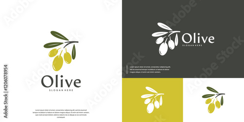 Olive fruit logo in silhouette style, natural products, salon and spa, graphic design template.