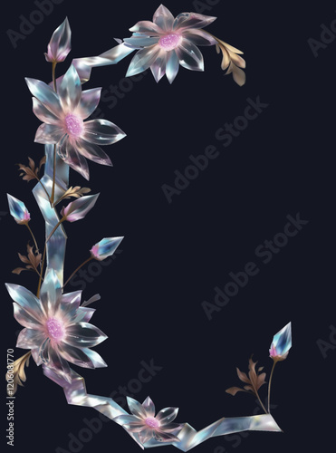 Wallpaper Mural transparent flowers decoration isolated on black backgroundtransparent flowers decoration isolated on black background Torontodigital.ca