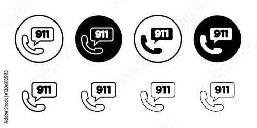 Call 911 phone number icon Thin line art isolated