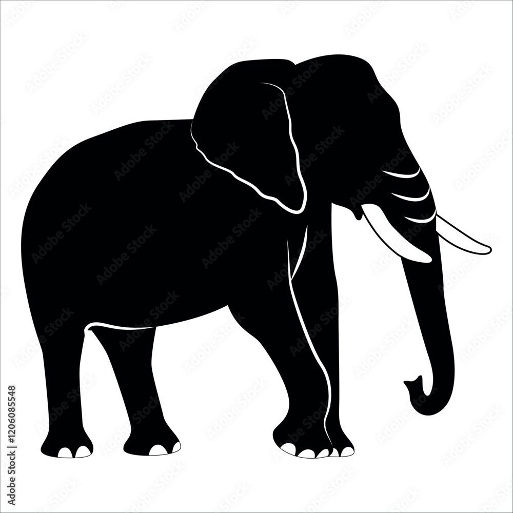 Fototapeta premium Animal Elephant silhouette vector illustration