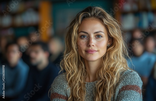 Wallpaper Mural Confident young woman with long blonde hair in a crowd. Torontodigital.ca