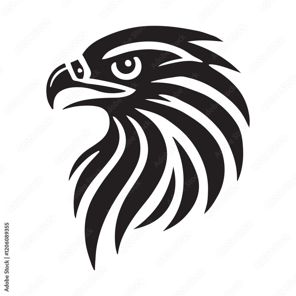 Obraz premium Majestic Eagle Head Silhouette Vector Illustration Art