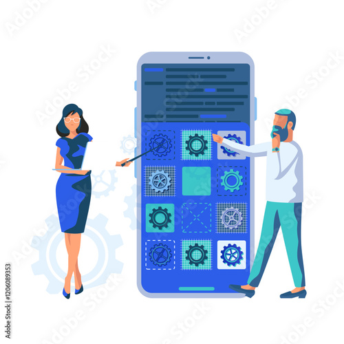App Development Teamwork Design Vector Illustration