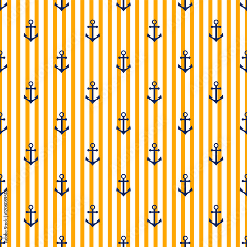 Yellow Nautical seamless pattern. Yacht style design. Vintage decorative background. Template for prints, wrapping paper, fabrics, flyers, banners, posters and placards. Vector illustration.