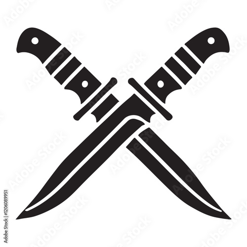 Crossed Military Knives Silhouette Illustration