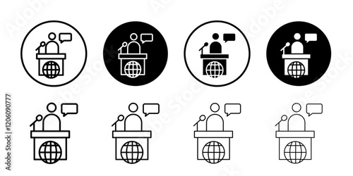 News presenter on TV Show icon Thin line art isolated