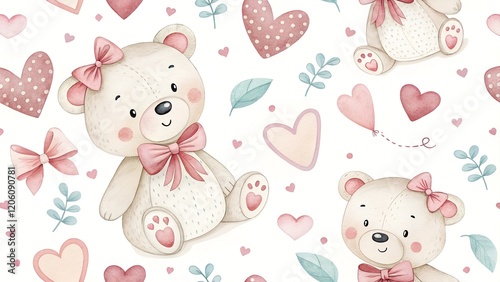 Wallpaper Mural colorful seamless pattern for kids with funny teddy bears
 Torontodigital.ca