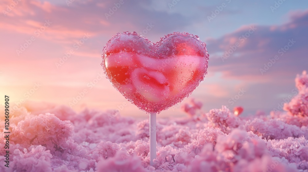 Fototapeta premium Lollipop heart shape composition background