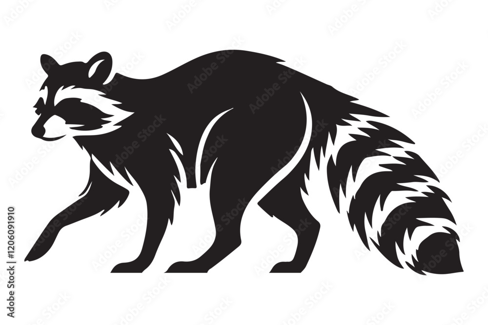 Obraz premium Striking Raccoon Silhouette Illustration