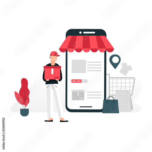 Online Shop Website Illustration Vector Design