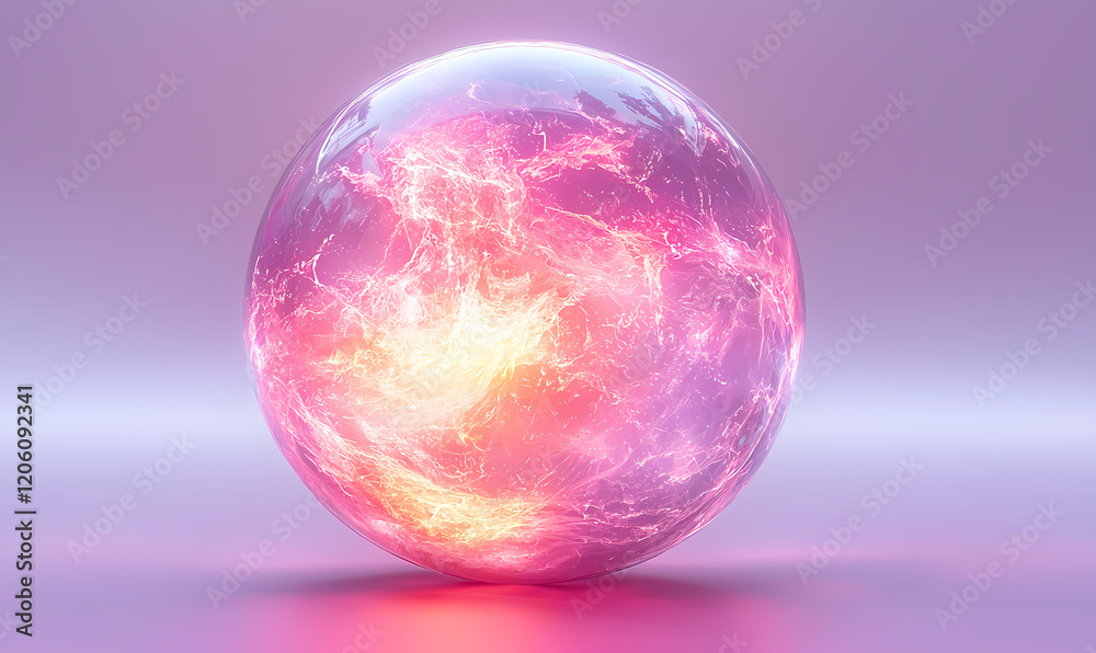 A glowing light orb in soft pink and purple A glowing light orb in soft pink and purple