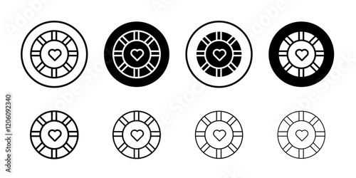 Poker chip icon Thin line art isolated