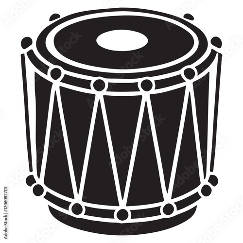 Traditional Asian Drum Silhouette Vector Illustration