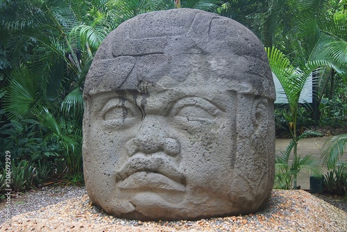 Olmec Colossal Head, La Venta Museum Park, Villahermosa, Tabasco, Mexico
