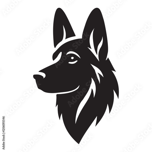 A Striking Silhouette Headshot of a German Shepherd photo