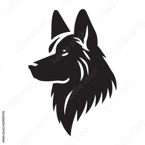 Profile Silhouette Illustration of a German Shepherd Dog