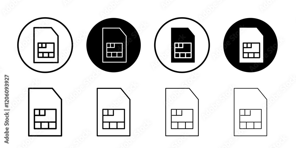 Sim card icon Thin line art isolated Sim card icon Thin line art isolated