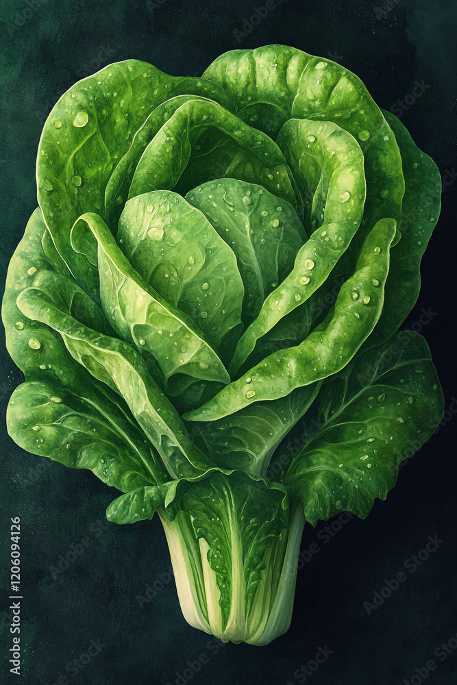 Obraz premium Dew Kissed Napa Cabbage A Vibrant Green Vegetable