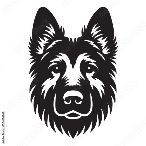 German Shepherd Dog Head Silhouette Vector Art