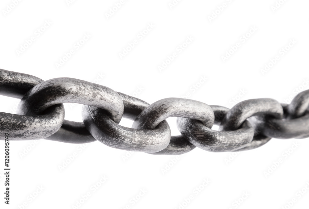 Fototapeta premium Old metal chain isolated on white background with clipping path