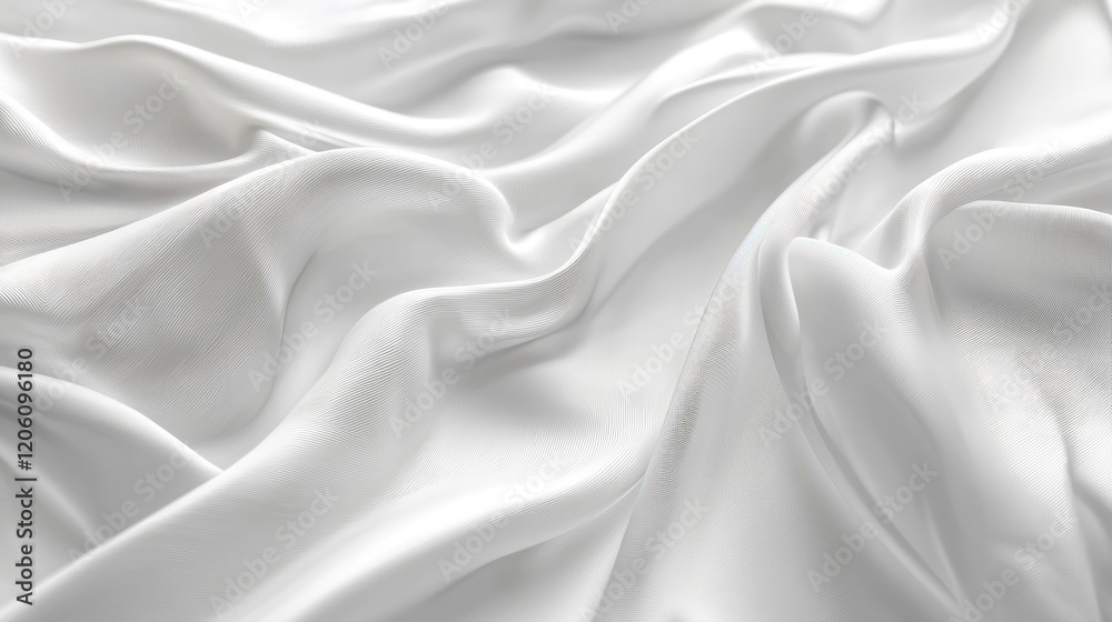 Obraz premium White silk fabric with drapery close-up. Background of luxurious smooth texture