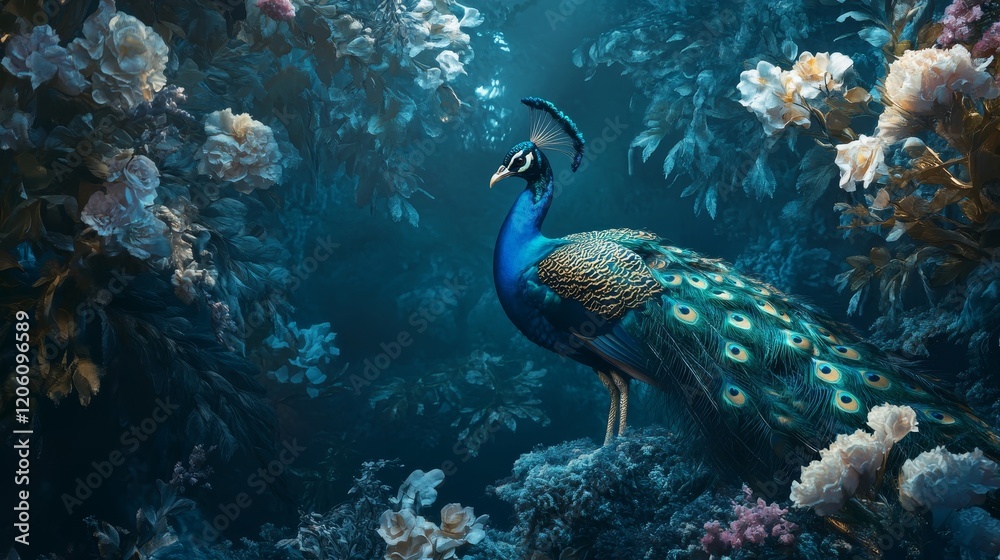 Fototapeta premium Peacock composition composition background 