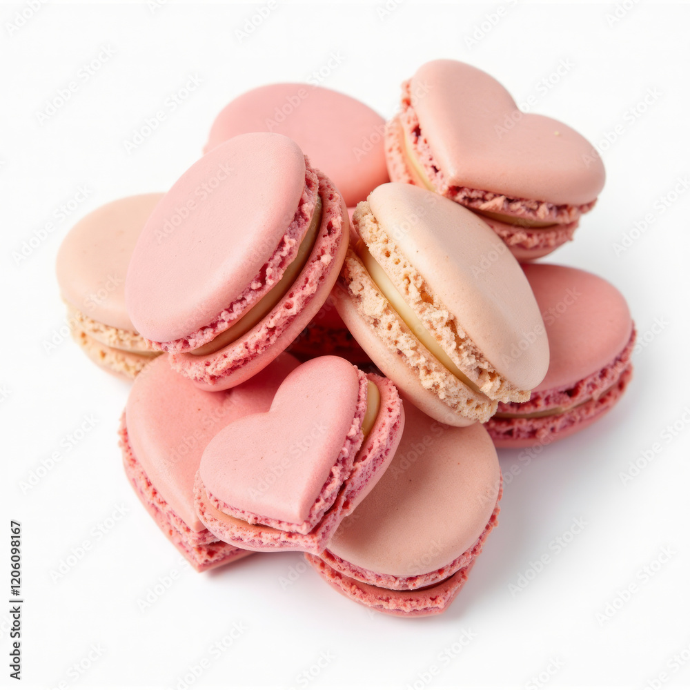 Heart-Shaped Macarons – Heart-shaped macarons in a variety of colors, isolated on a white background. Heart-Shaped Macarons – Heart-shaped macarons in a variety of colors, isolated on a white background.