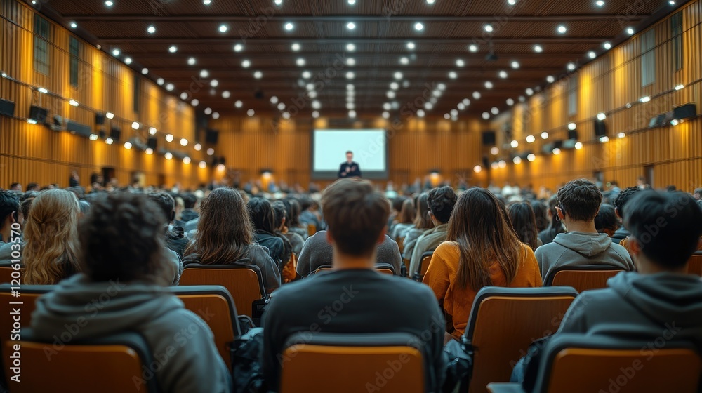A speaker addresses a large audience in a well-lit auditorium during an event or presentation. A speaker addresses a large audience in a well-lit auditorium during an event or presentation.