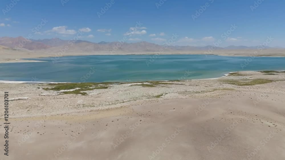 Aerial View of a Beautiful Lake Nestled in the Dry Mountain Region Aerial View of a Beautiful Lake Nestled in the Dry Mountain Region
