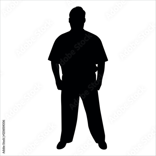 Fat man doing exercise Silhouette vector illustration
