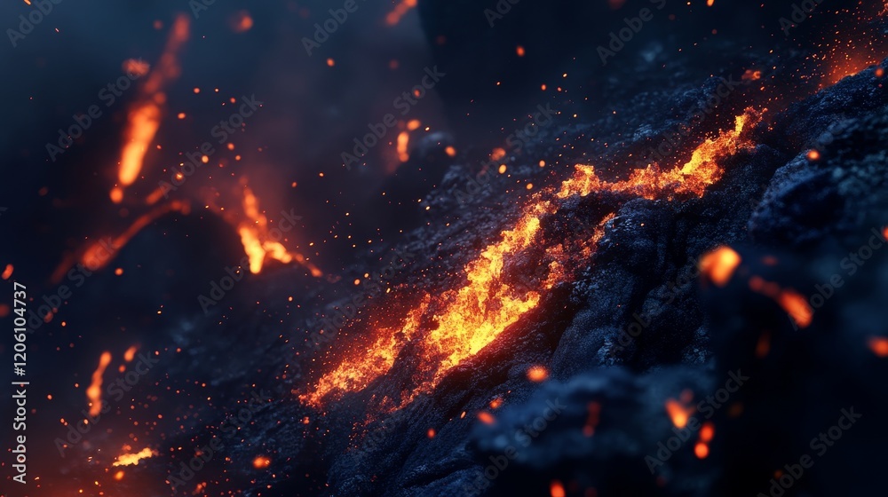 Volcanic lava flow composition background Volcanic lava flow composition background