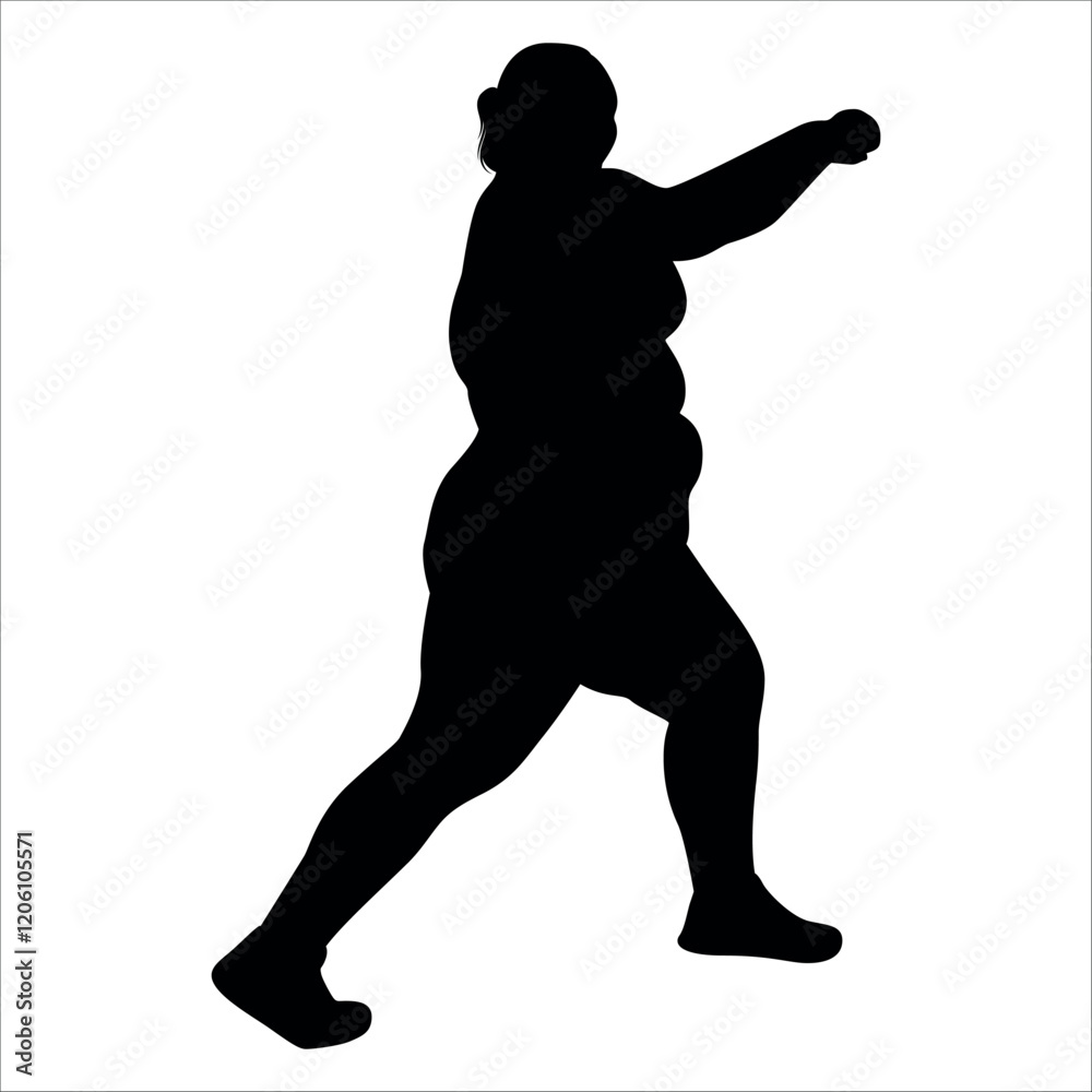 Fat man doing exercise Silhouette vector illustration Fat man doing exercise Silhouette vector illustration