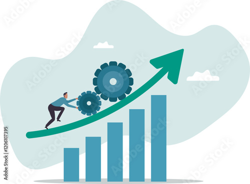Process improvement, efficiency to increase productivity, optimization, raising performance, quality or progress.business concept.flat character.