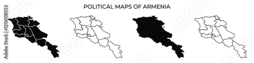 Different political maps of Armenia illustrate various territorial boundaries. Each map highlights changes and developments in Armenias geopolitical landscape over time.