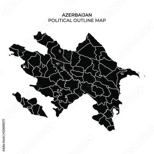 This detailed outline map displays Azerbaijans political boundaries and administrative regions. Each area is distinctly marked, emphasizing geographical organization.