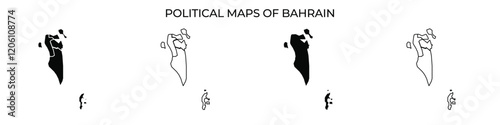 Several political maps display the evolution of Bahrains borders, showing significant territorial changes throughout different historical periods. Each map emphasizes distinct features.