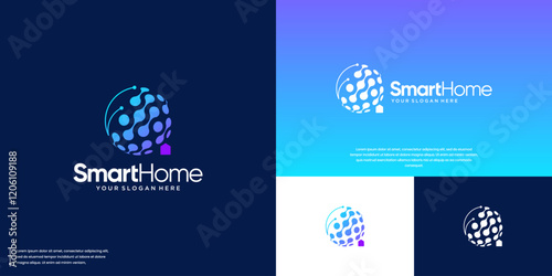 smart home logo with globe shape, global security system, graphic design inspiration.