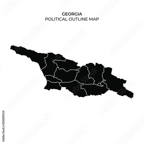 This representation displays the political outline map of Georgia, detailing the various administrative regions within the country, emphasizing geographical distinctions.