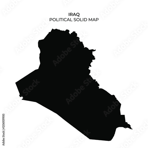 A solid black representation of Iraqs political map outlines its geographical areas. Essential for visualizing boundaries and understanding regional layout.