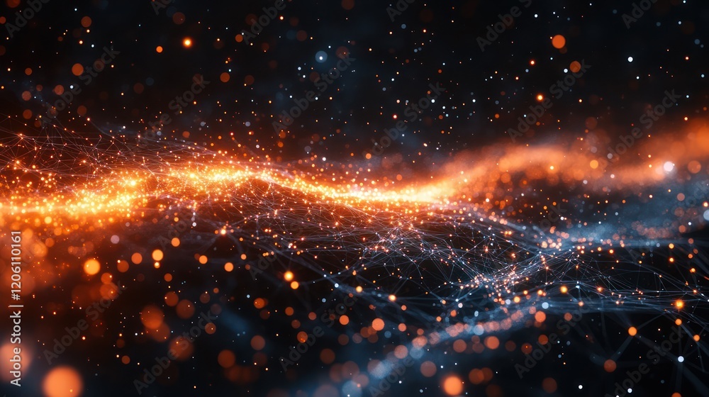 Fototapeta premium Abstract Cosmic Nebula: A Digital Visualization of Interconnectedness