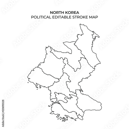 This political outline of North Korea is suitable for educational purposes. It displays the countrys divisions, facilitating geography lessons and map related activities.
