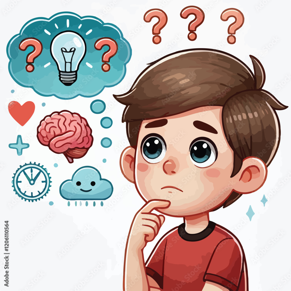a boy is thinking vector