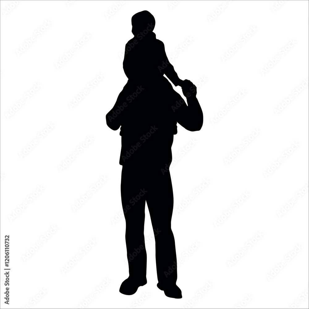 Father and son or dad and baby Silhouette vector illustration Father and son or dad and baby Silhouette vector illustration