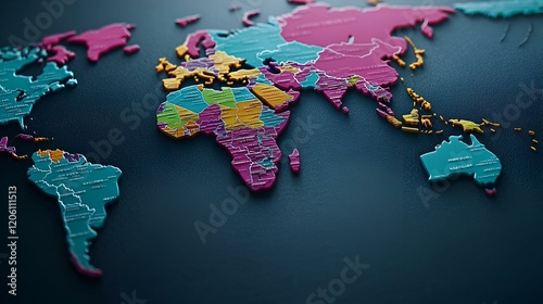 Vibrant Atlas Map, an intricately designed map showcasing bright colors and clear geographical details, inviting exploration and discovery.