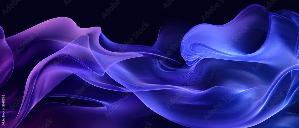 Obraz premium Dynamic Flowing Forms in Shades of Deep Purple and Blue