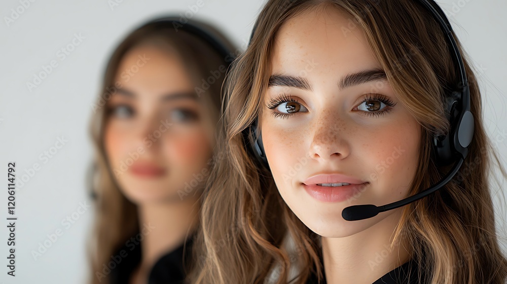 Customer service representatives working in a call center Customer service representatives working in a call center