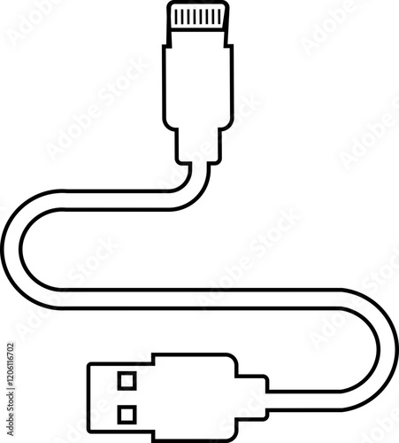 USB cable port icon. USB type C A lightning and micro usb mobile phone charger vector isolated transparent. Plug adapter symbol. Electronic device connector. Smartphone charger sign