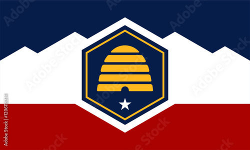 The flag of Utah, a state in the USA, with accurate proportions and official colors.